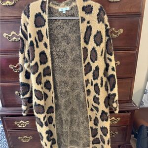 She + Sky Animal Print Open Cardigan